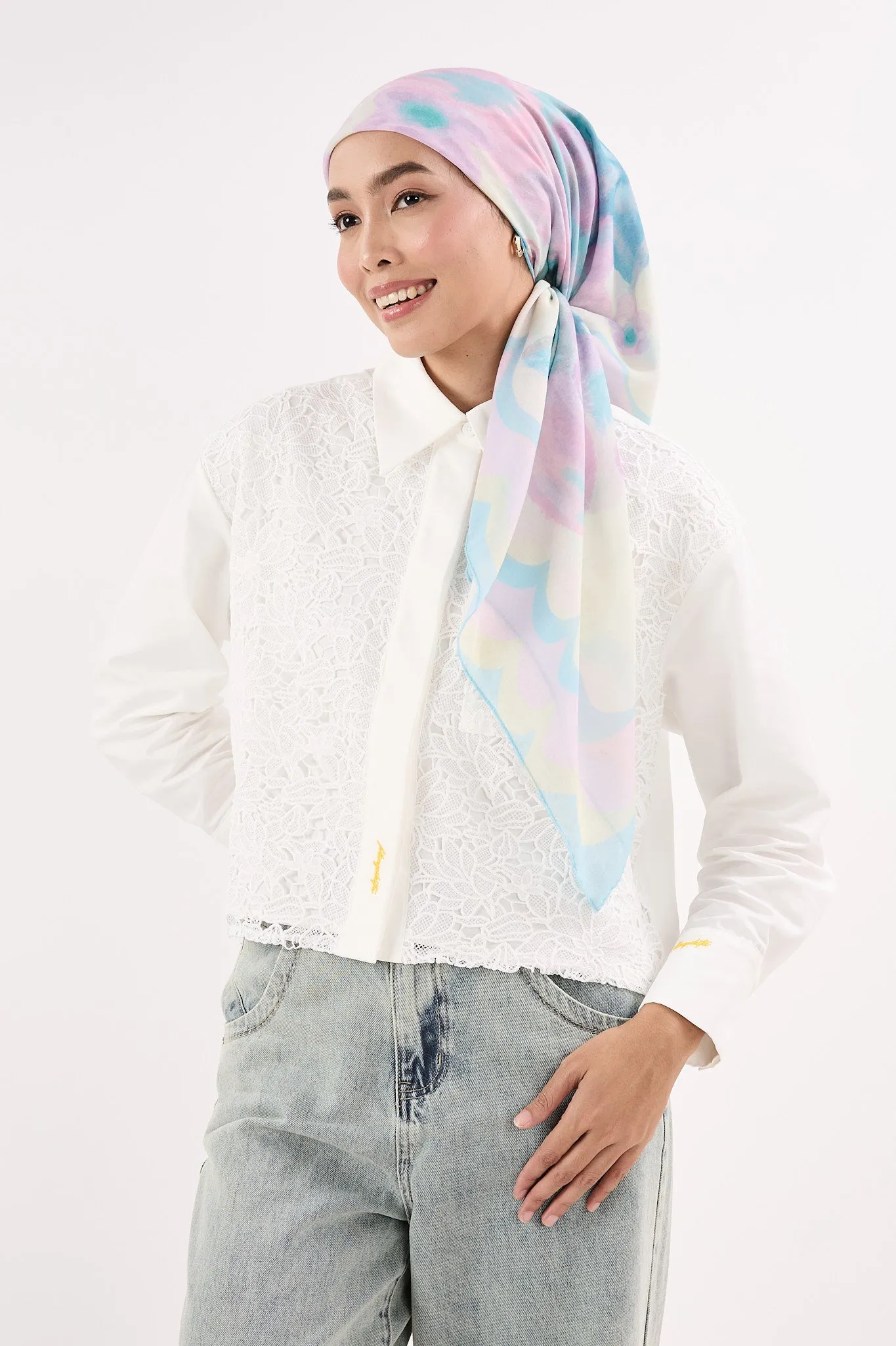 Fruity Baby Blue Square Scarf
