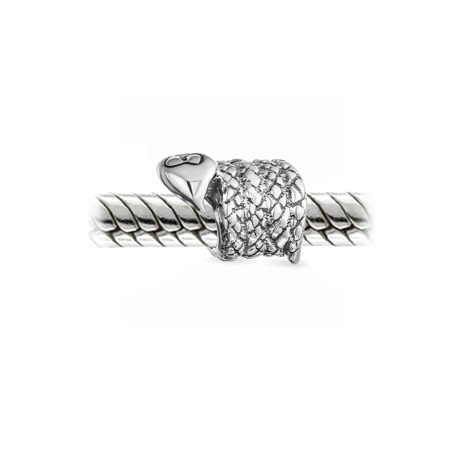 Garden Snake Charm Bead Sterling Silver for European Bracelet