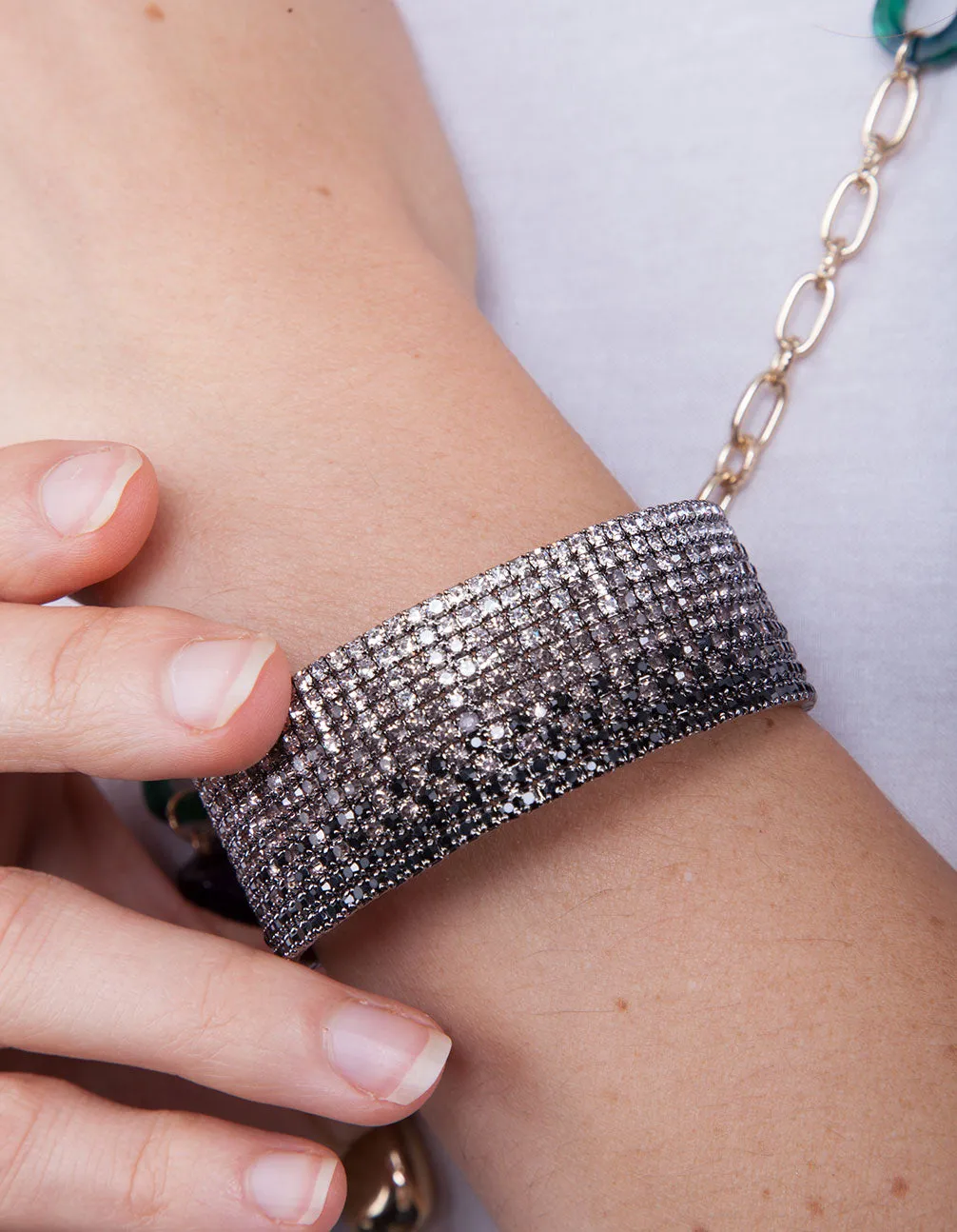 Gemstone Graduated Cuff Bracelet