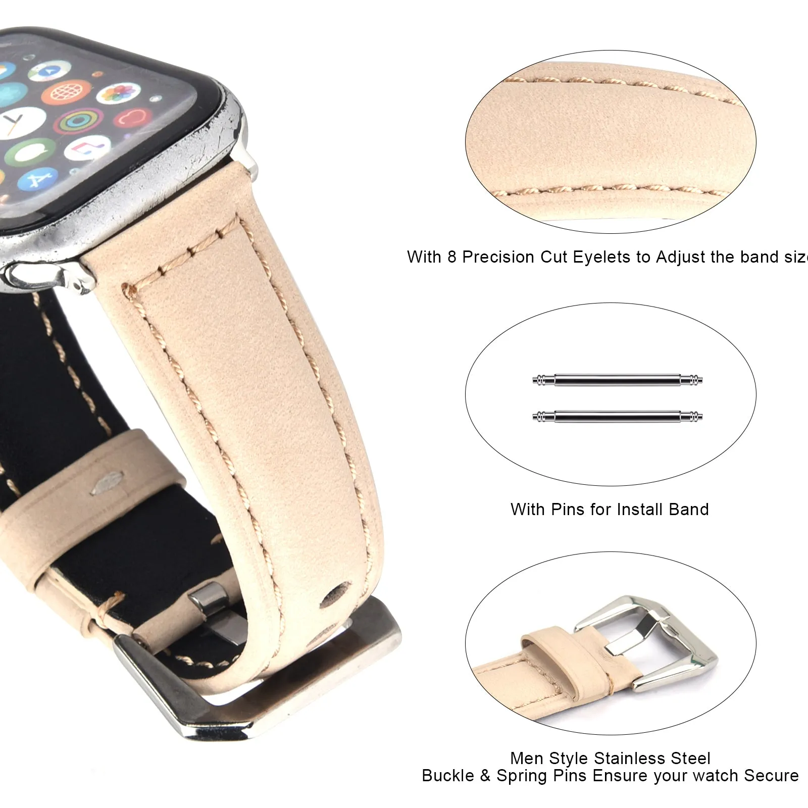 Genuine Leather Band for Apple Watch 49mm-Assorted Colors