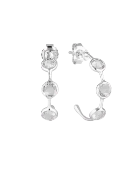 Georgini Kiklo Hoop Earrings w/ White Topaz - Silver