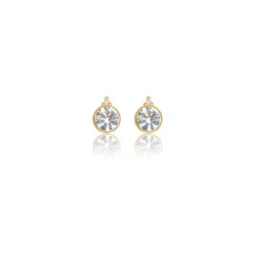 Georgini Natural Topaz and Two Natural Diamond April Earrings - Gold