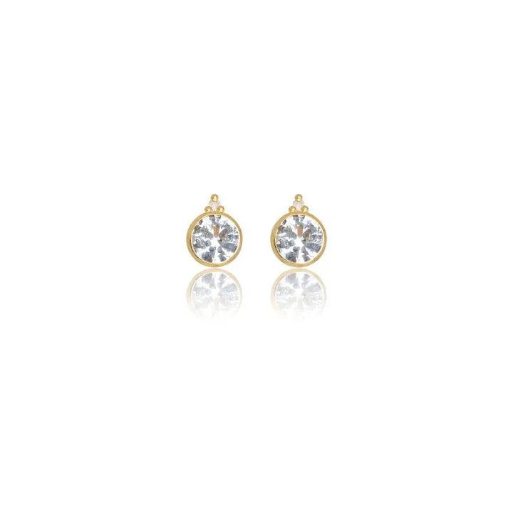 Georgini Natural Topaz and Two Natural Diamond April Earrings - Gold