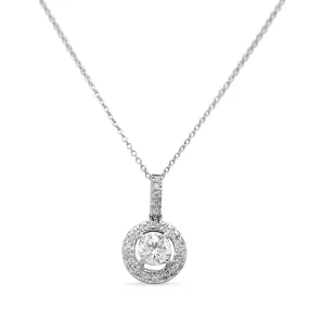 GIA Certificated 1.15ct Diamond Halo Pendant On Necklace