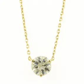 GIA Certified Round Brilliant 0.78ct Diamond I2/J Pendant Necklace 18" Cable Chain in 14K Yellow Gold