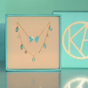 Gift Set | Mini Turquoise Butterfly Necklace   Turquoise Choker
