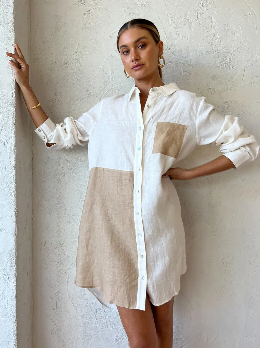 Ginia Oversized Shirt in Ivory/Cashew