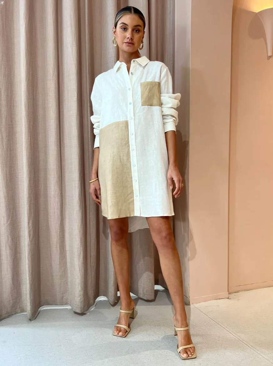 Ginia Oversized Shirt in Ivory/Cashew