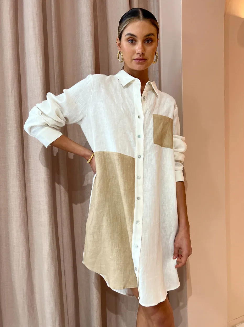 Ginia Oversized Shirt in Ivory/Cashew