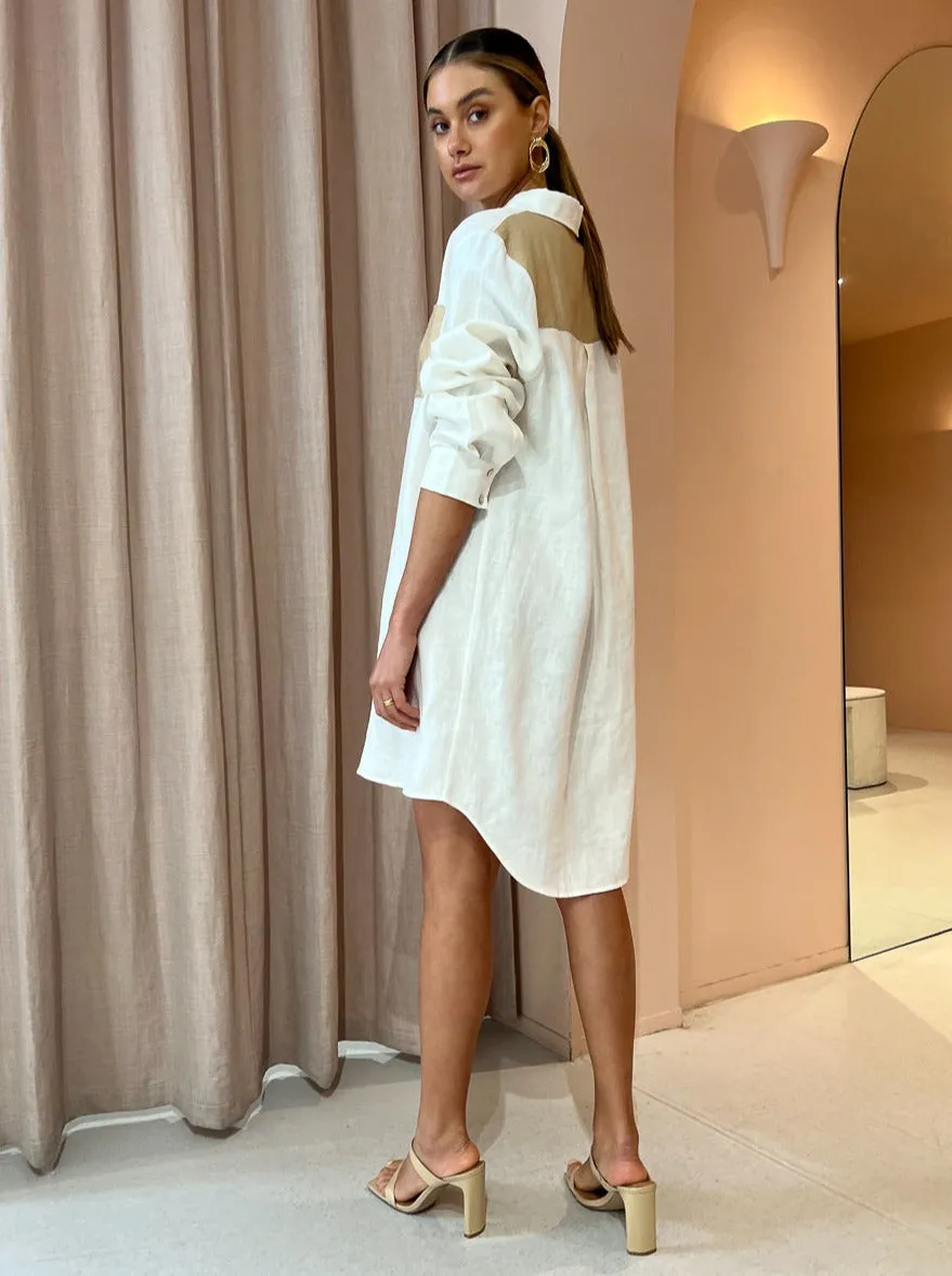 Ginia Oversized Shirt in Ivory/Cashew
