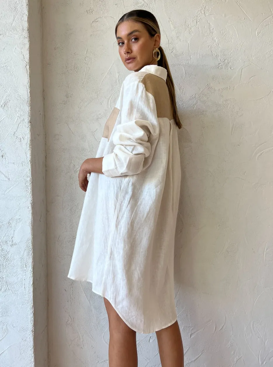 Ginia Oversized Shirt in Ivory/Cashew