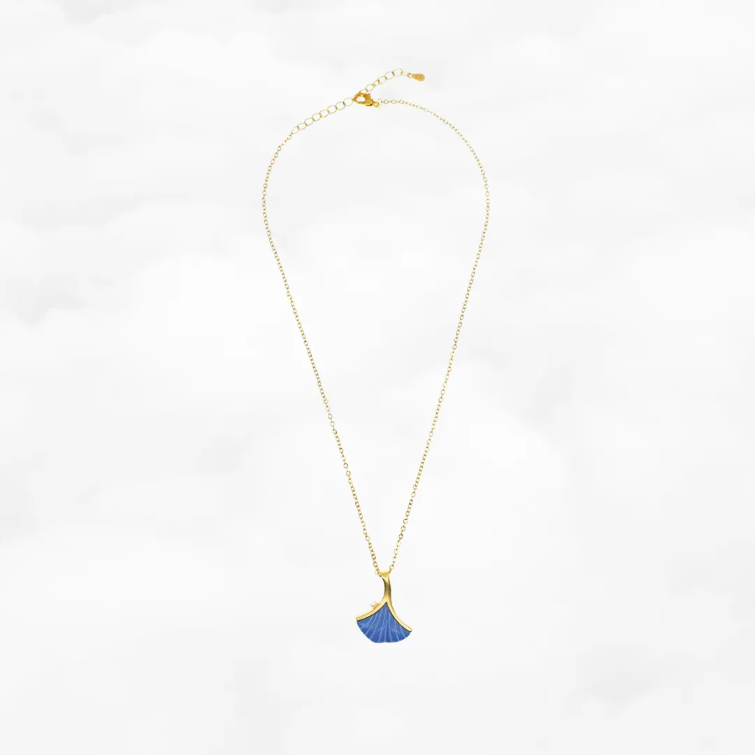 Ginkgo Leaf Turquoise Pendant Necklace