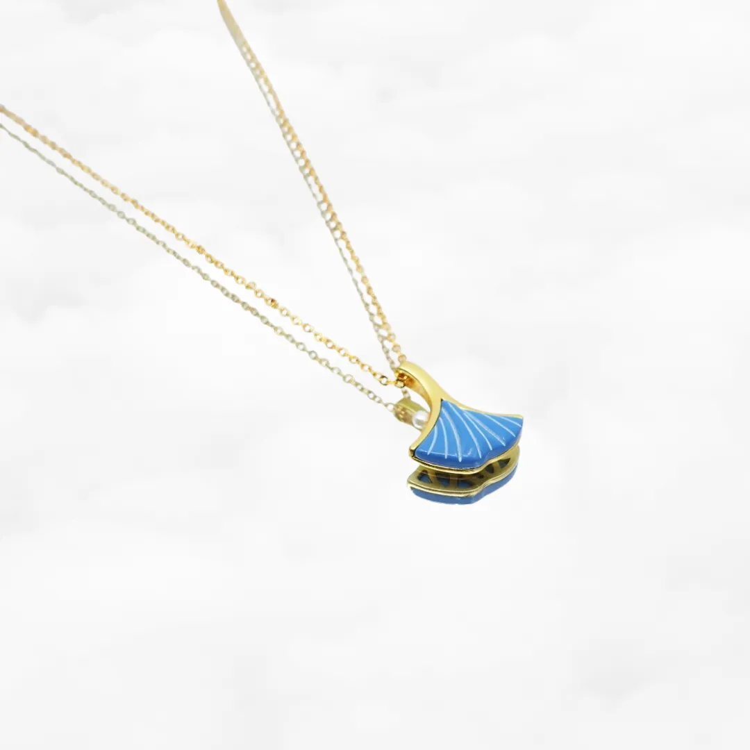 Ginkgo Leaf Turquoise Pendant Necklace