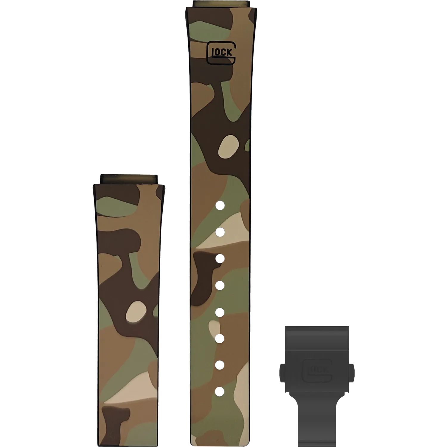 Glock Silicone Watch Strap: Desert Camouflage with Black Clasp 24mm