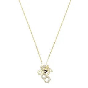 Gold and Cubic Zirconia Bee Necklace