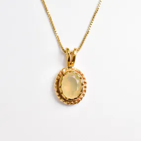 Gold Fire Opal Necklace - Vintage Opal Necklace - October Birthstone Pendant