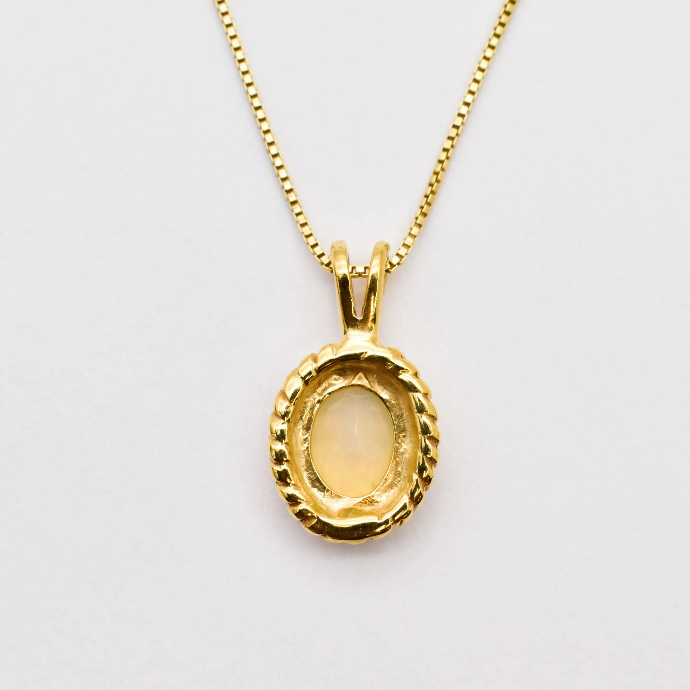 Gold Fire Opal Necklace - Vintage Opal Necklace - October Birthstone Pendant