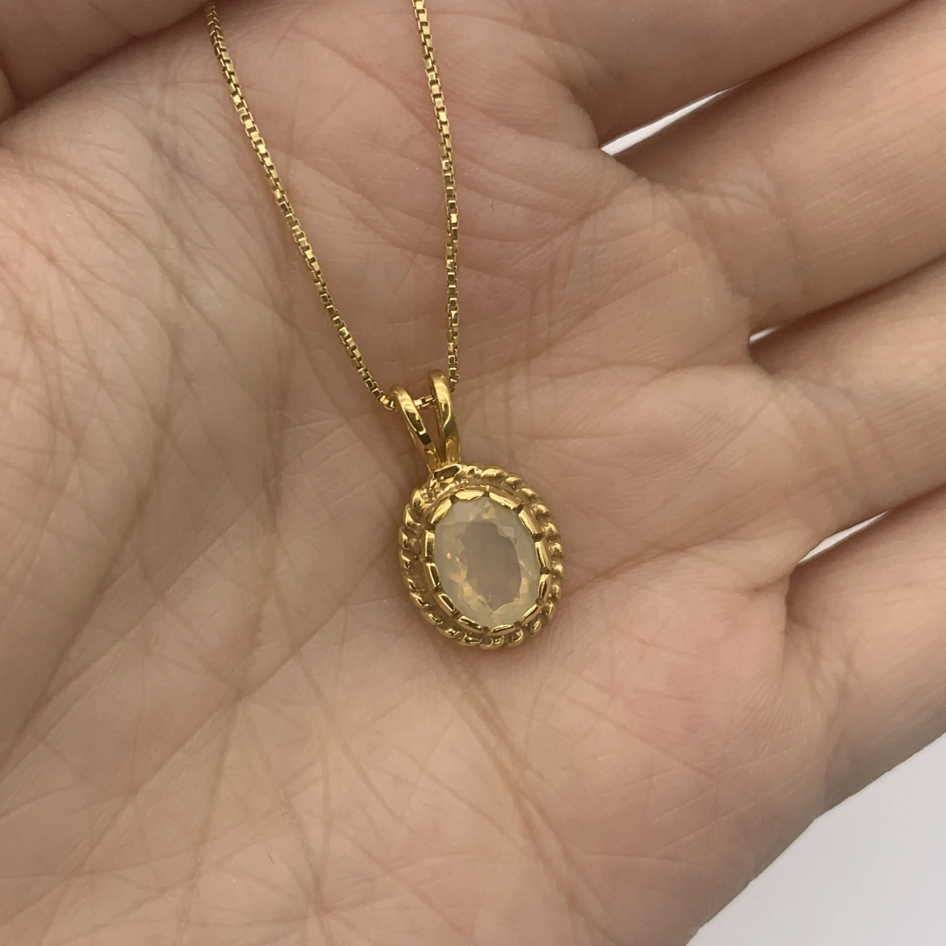 Gold Fire Opal Necklace - Vintage Opal Necklace - October Birthstone Pendant