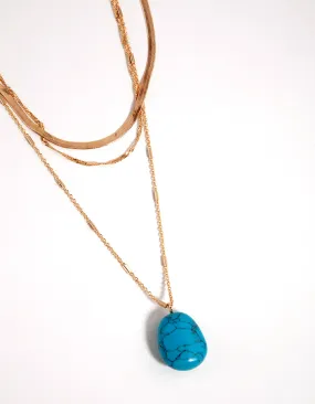 Gold Flat Chain Layer Station Necklace