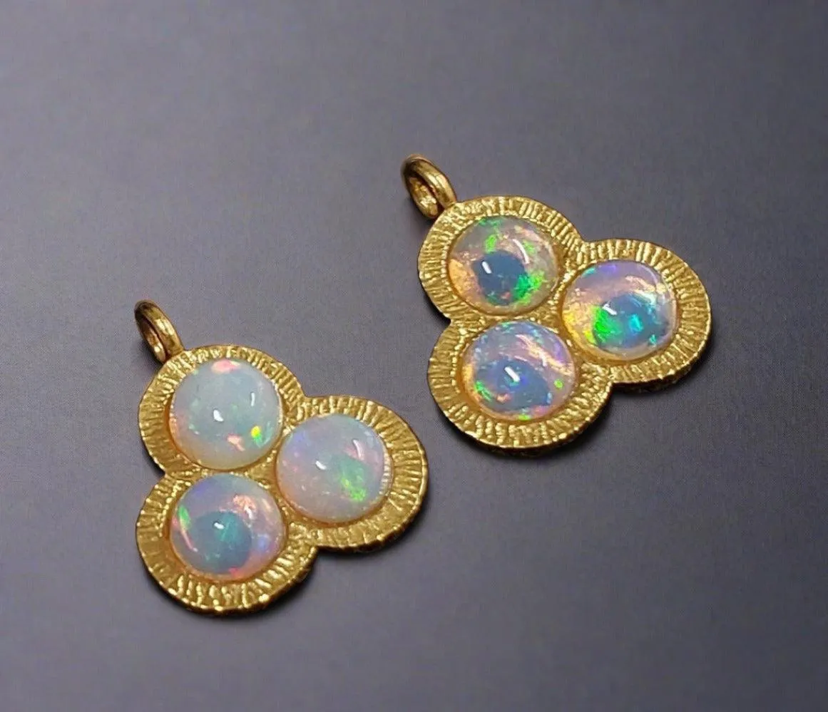 Gold Vermeil Floral Muti Fire Opal Charm
