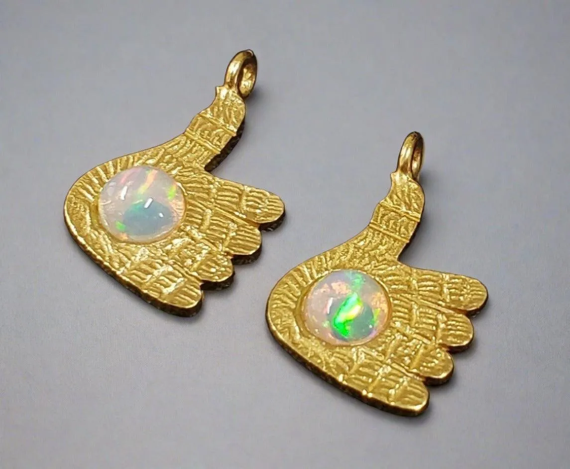 Gold Vermeil Thumbs Up Ethiopian Opal Charm