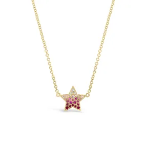 Gradient Gemstone & Diamond Star Necklace