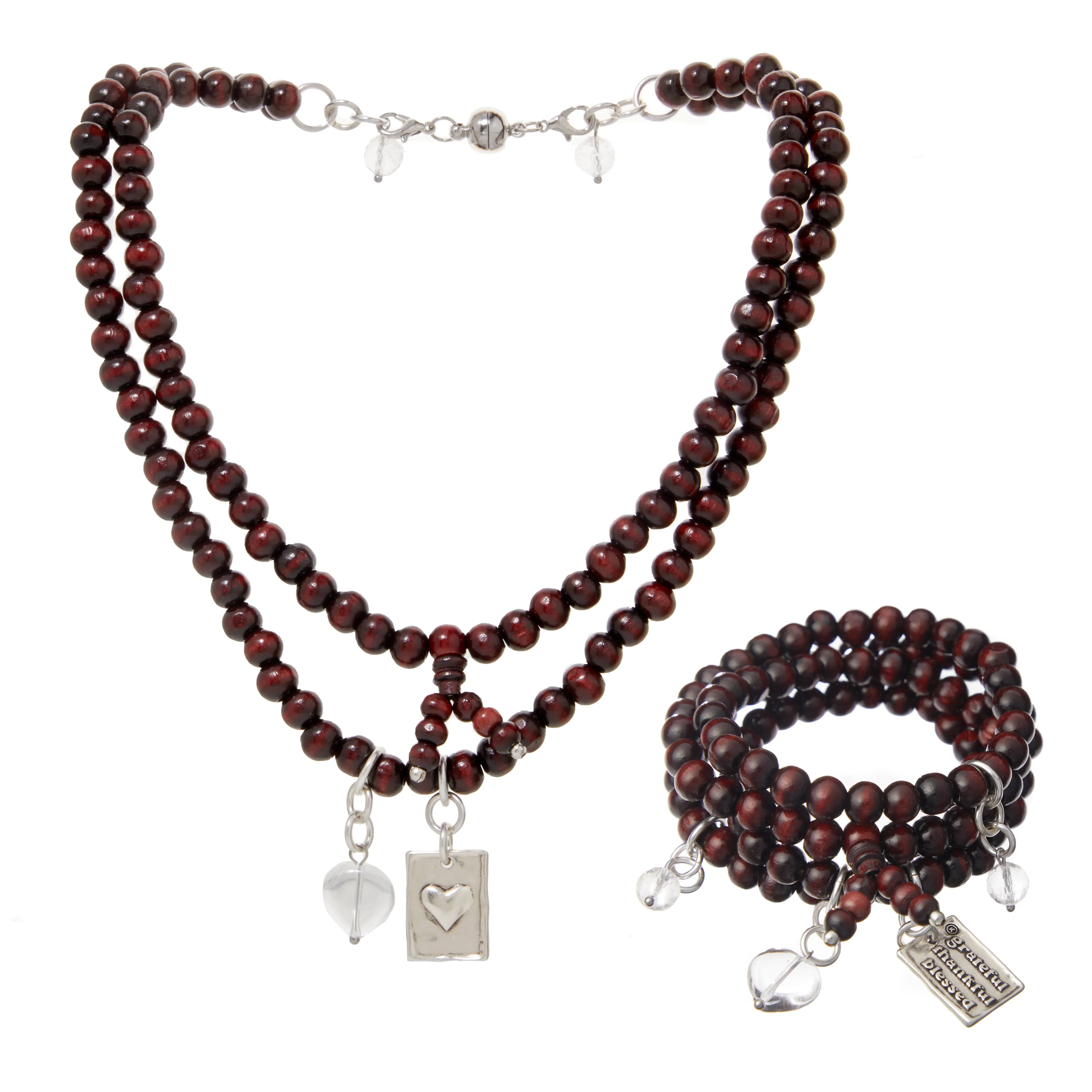 GRATEFUL THANKFUL BLESSED | HEART | Wood Boho Wrap