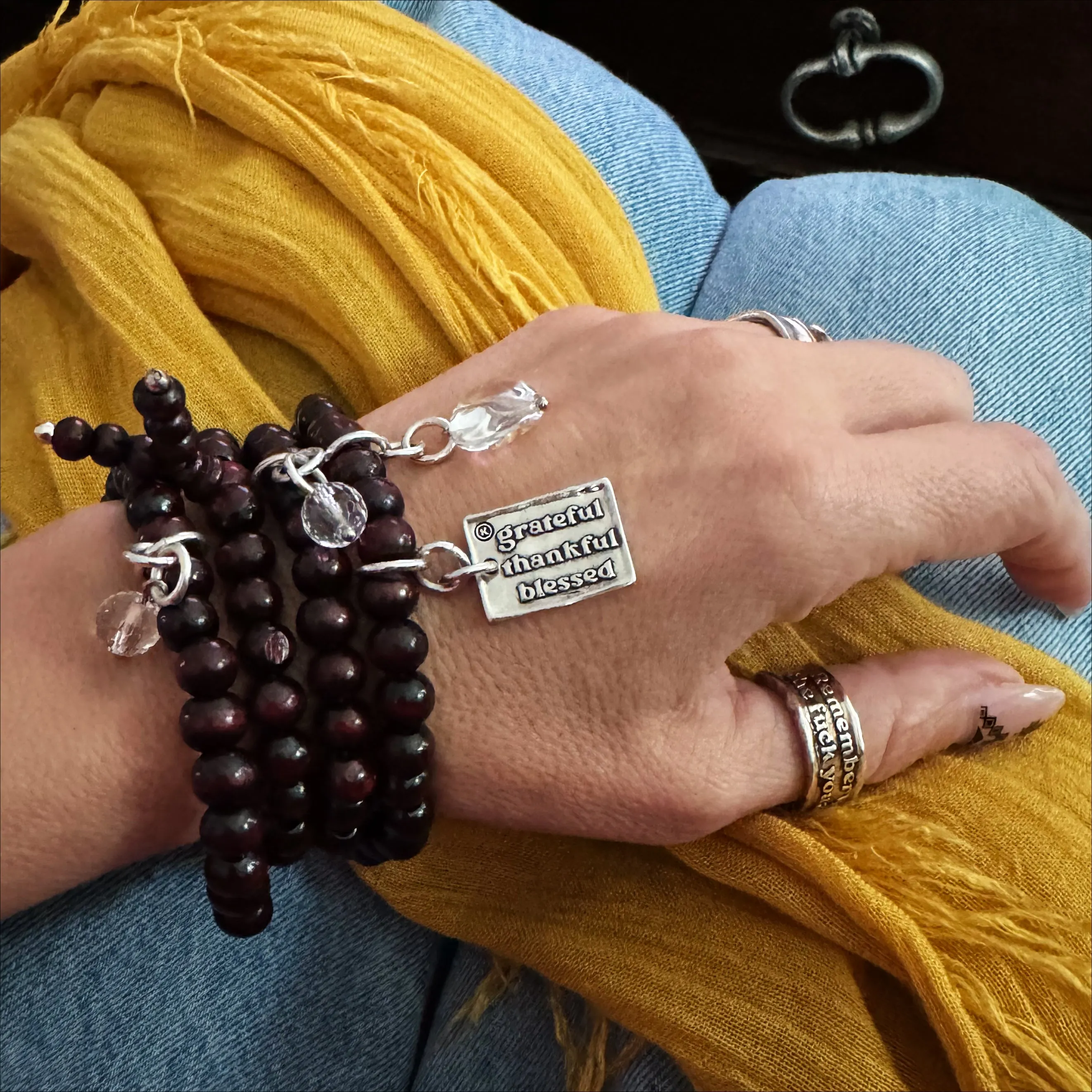 GRATEFUL THANKFUL BLESSED | HEART | Wood Boho Wrap