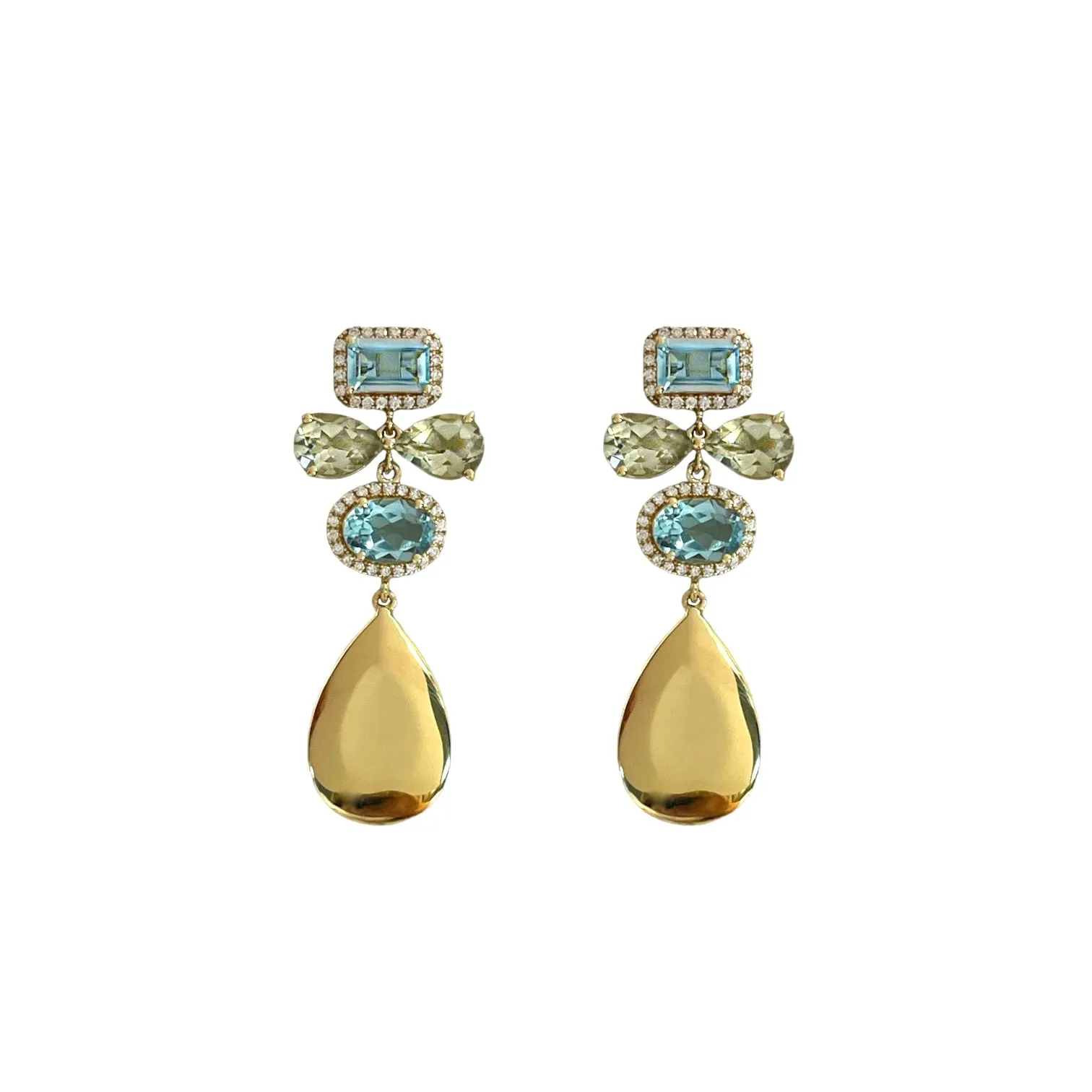 Green Amethyst and Topaz Statement Earrings