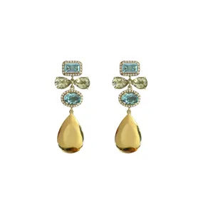 Green Amethyst and Topaz Statement Earrings