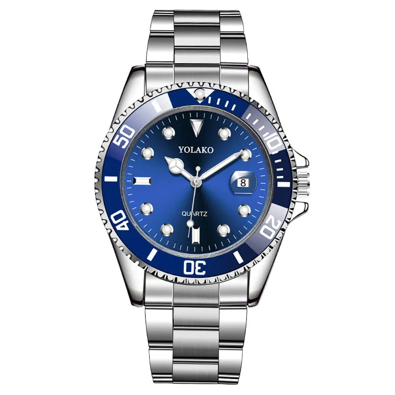 Green Water Ghost Watch Men's Watch Men's Watch Calendar Steel Belt High-Grade Quartz Watch