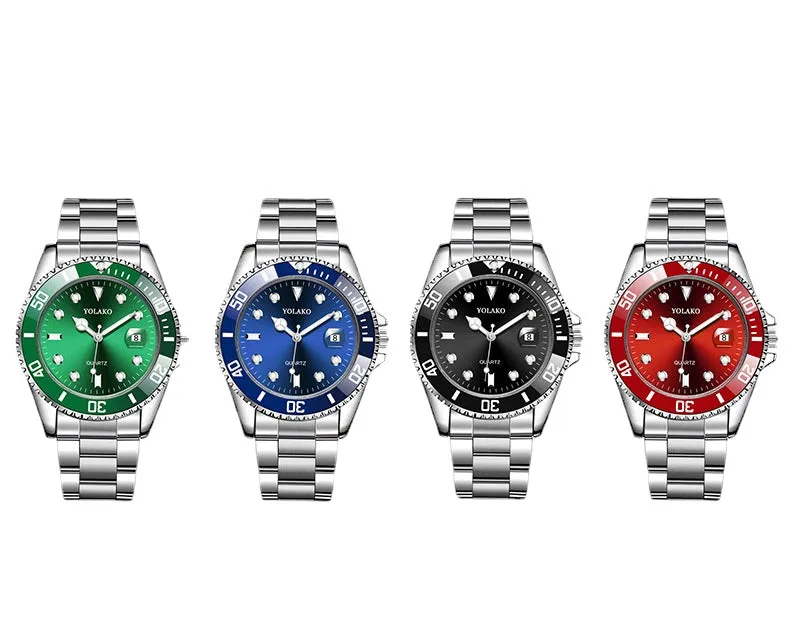 Green Water Ghost Watch Men's Watch Men's Watch Calendar Steel Belt High-Grade Quartz Watch