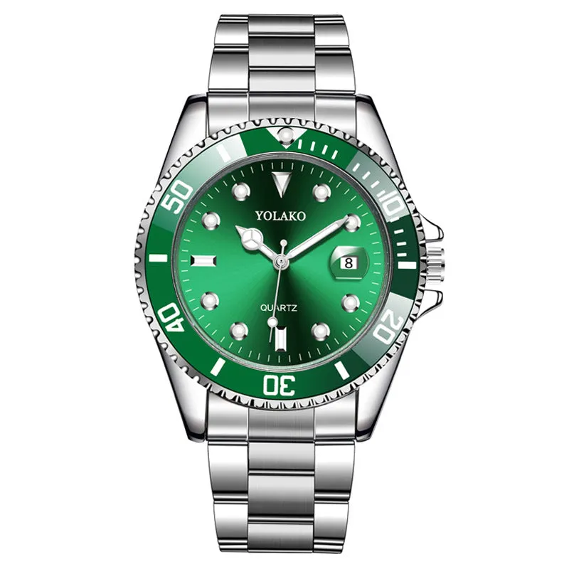 Green Water Ghost Watch Men's Watch Men's Watch Calendar Steel Belt High-Grade Quartz Watch