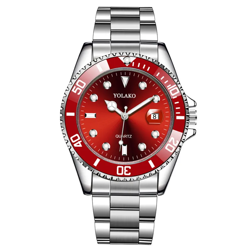 Green Water Ghost Watch Men's Watch Men's Watch Calendar Steel Belt High-Grade Quartz Watch