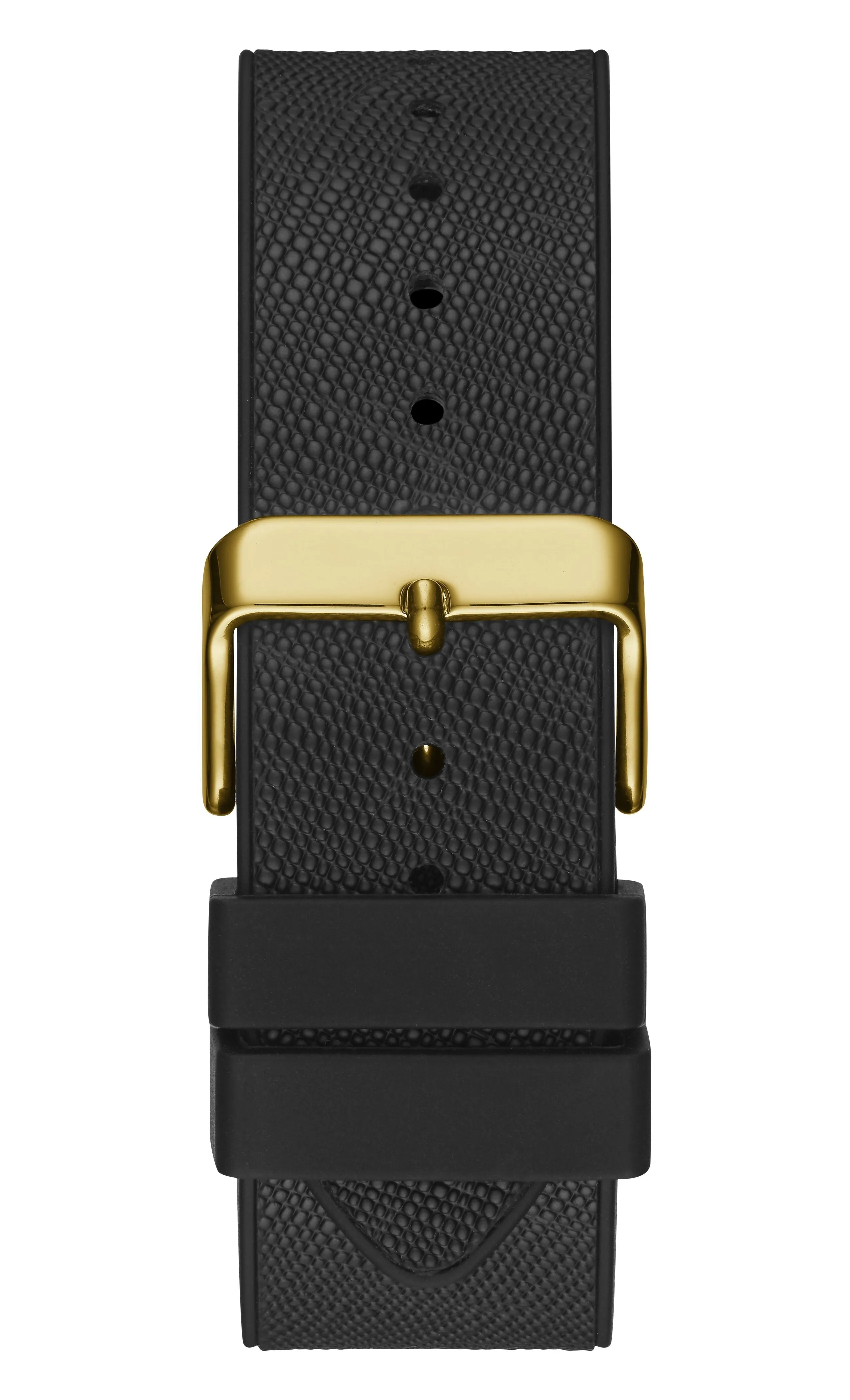 Guess Pheonix Gold Tone & Black Genuine Leather Silicone Watch GW0048G2