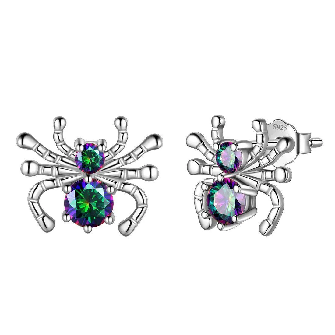 Halloween Insect Spider Stud Earrings Women Jewelry Mystic Topaz