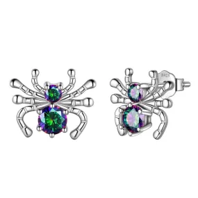 Halloween Insect Spider Stud Earrings Women Jewelry Mystic Topaz