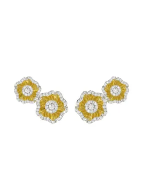 Halo Flower Yellow Gold Earrings