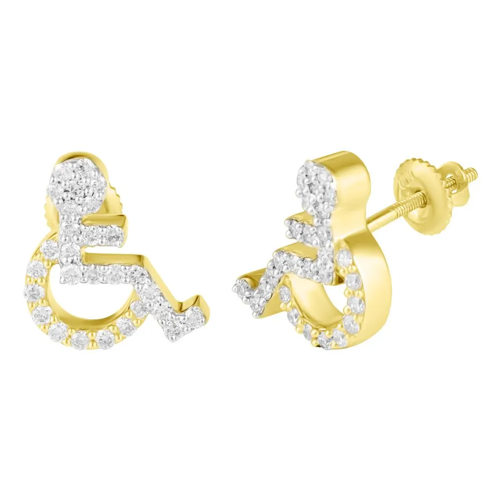 Handicap Diamond Earrings .41cttw 10K Yellow Gold