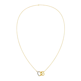 Heart-lock Themed Diamond-studded Gold Necklace