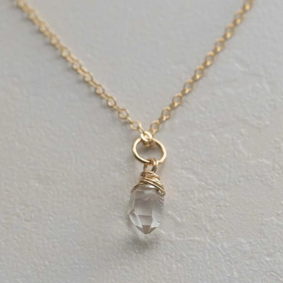 Herkimer Diamond Wire Wrapped Necklace - Small