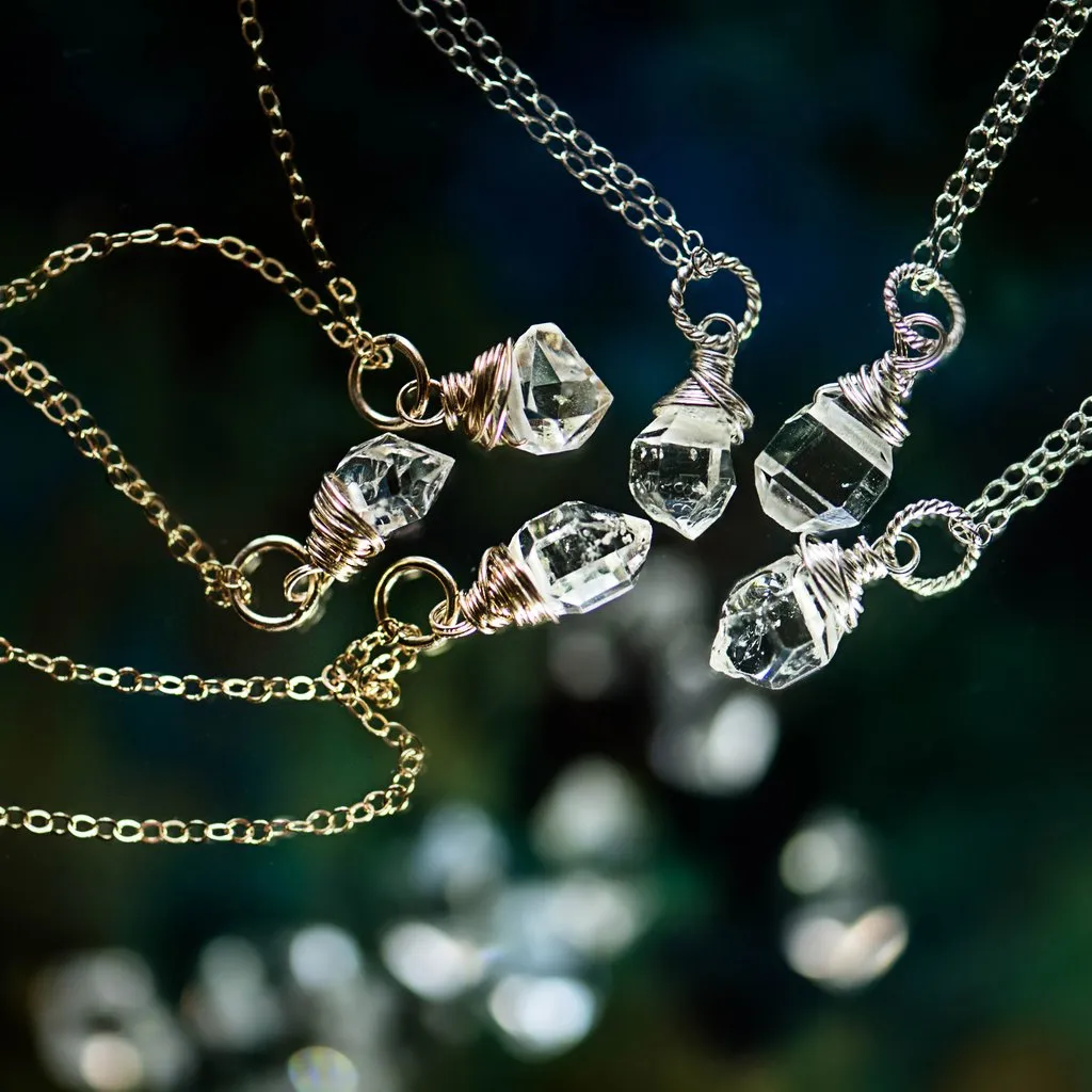 Herkimer Diamond Wire Wrapped Necklace - Small