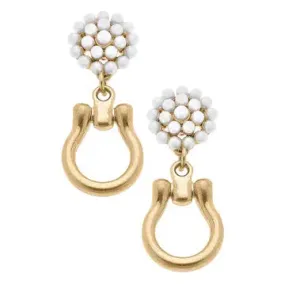 Horse Bit and Pearls Drop Earrings