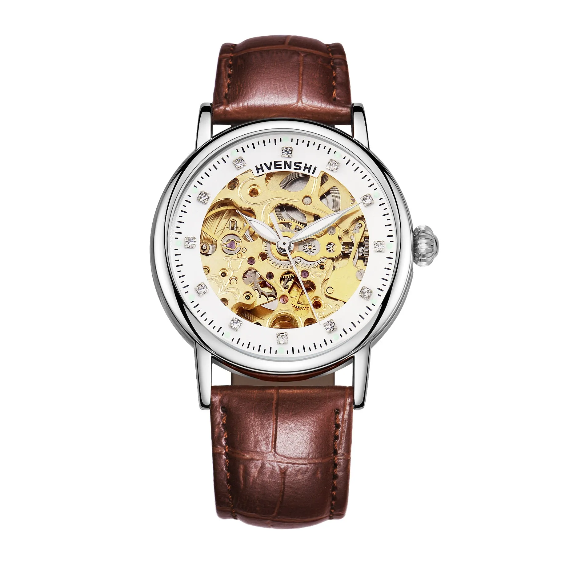 Huangshi Watch Women's Hollow Luminous Automatic Mechanical Watch Fashion Belt Business Women's Watch
