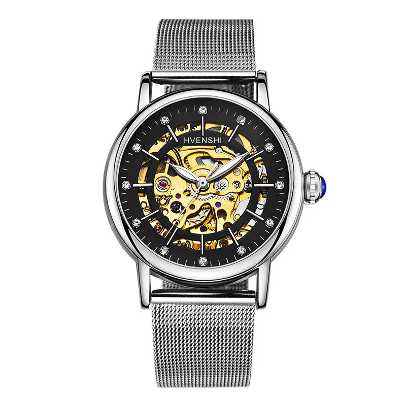 Huangshi Watch Women's Hollow Luminous Automatic Mechanical Watch Fashion Belt Business Women's Watch