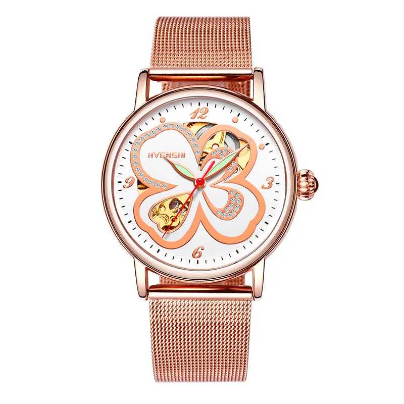 Huangshi Watch Women's Hollow Luminous Automatic Mechanical Watch Fashion Belt Business Women's Watch