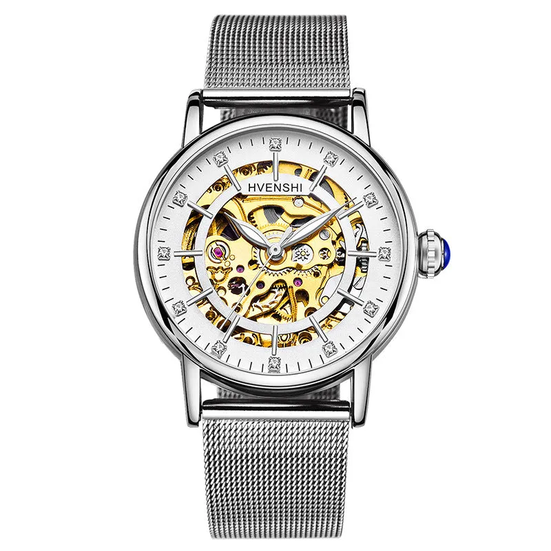 Huangshi Watch Women's Hollow Luminous Automatic Mechanical Watch Fashion Belt Business Women's Watch