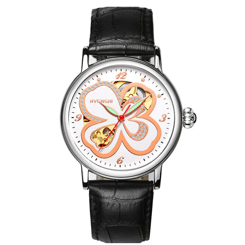 Huangshi Watch Women's Hollow Luminous Automatic Mechanical Watch Fashion Belt Business Women's Watch