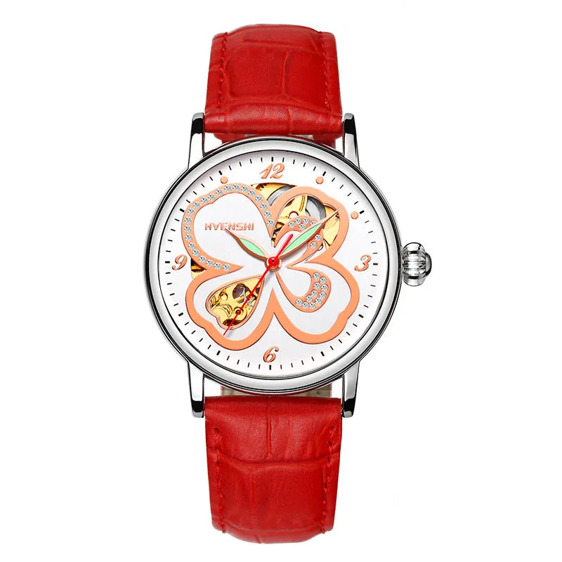 Huangshi Watch Women's Hollow Luminous Automatic Mechanical Watch Fashion Belt Business Women's Watch