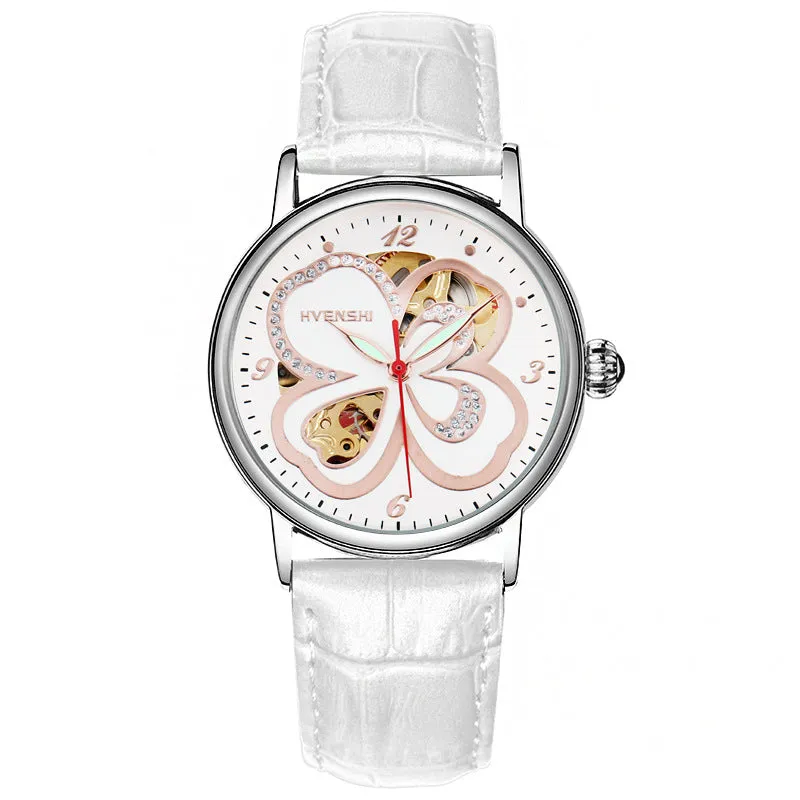 Huangshi Watch Women's Hollow Luminous Automatic Mechanical Watch Fashion Belt Business Women's Watch